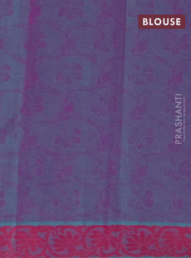 Coimbatore cotton saree dual shade of bluish purple and pink with allover self emboss and thread woven border