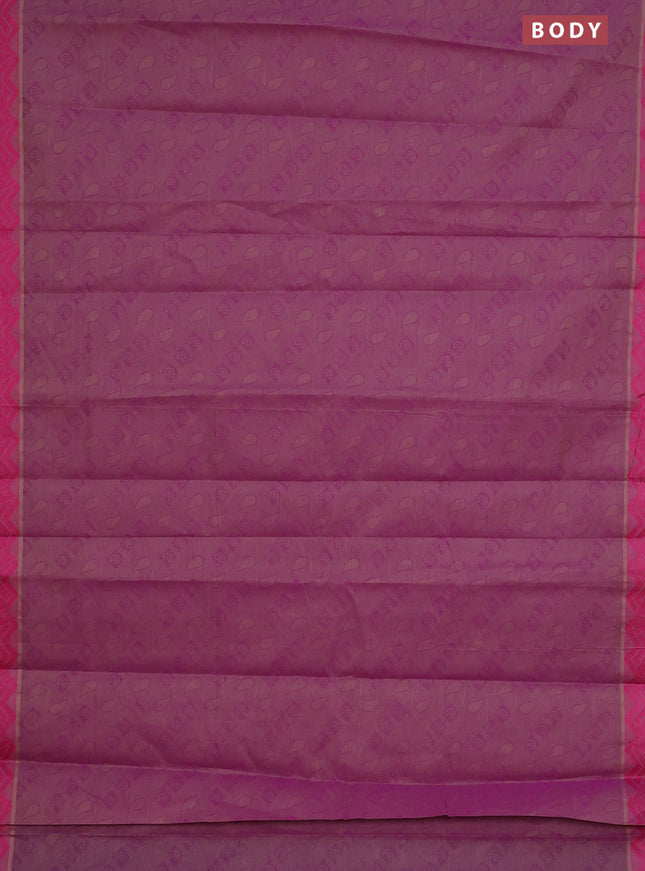Coimbatore cotton saree purple and pink with allover self emboss and thread woven border