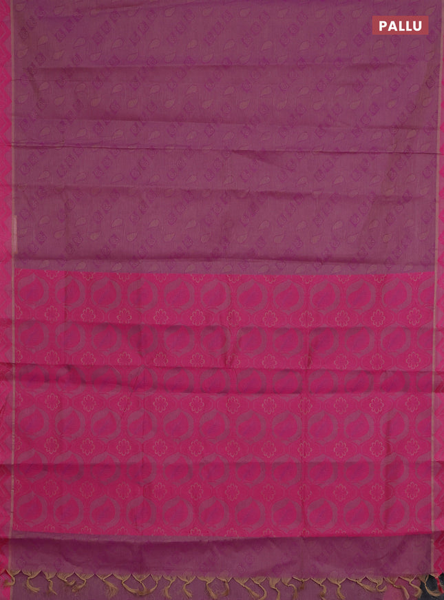 Coimbatore cotton saree purple and pink with allover self emboss and thread woven border