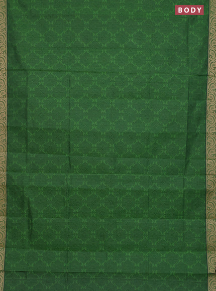 Coimbatore cotton saree green and sandal with allover self emboss and thread woven border