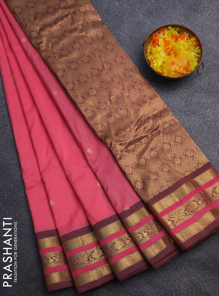 Gadwal silk cotton saree peach shade with zari woven buttas and zari woven border