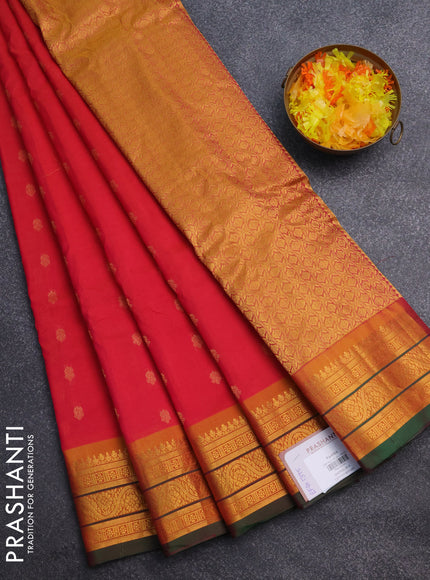 Gadwal silk cotton saree dual shade of pink and mustard yellow green with zari woven buttas and zari woven border