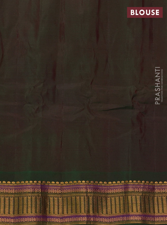 Gadwal silk cotton saree dual shade of pink and mustard yellow green with zari woven buttas and zari woven border