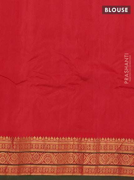 Gadwal silk cotton saree sunset orange and red green with zari woven buttas and zari woven border