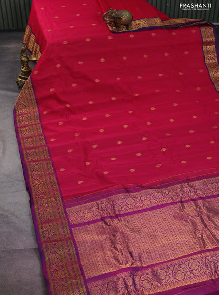 Gadwal silk cotton saree pink and purple with zari woven buttas and zari woven border