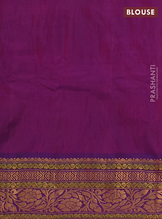 Gadwal silk cotton saree pink and purple with zari woven buttas and zari woven border