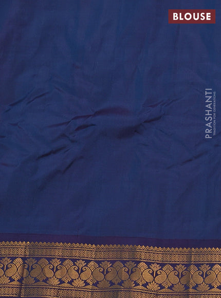 Gadwal silk cotton saree peacock green and purple with zari woven buttas and zari woven border