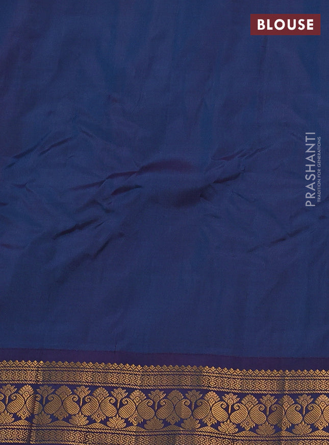 Gadwal silk cotton saree peacock green and purple with zari woven buttas and zari woven border