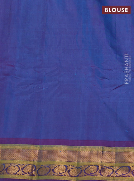 Gadwal silk cotton saree dual shade of blue and purple with allover zari woven paisley buttas and zari woven border