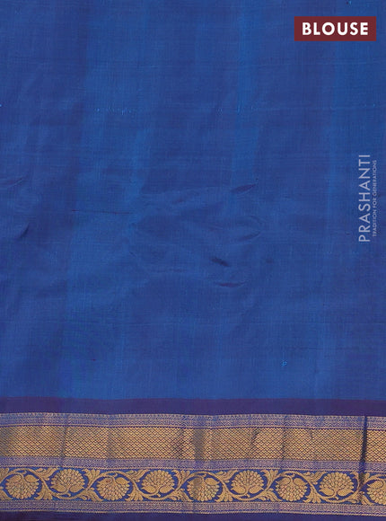 Gadwal silk cotton saree teal bluish green and purple with allover zari woven paisley buttas and zari woven border