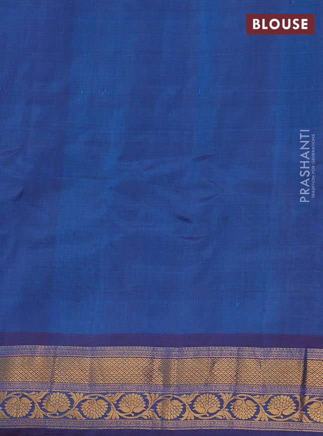 Gadwal silk cotton saree teal bluish green and purple with allover zari woven paisley buttas and zari woven border