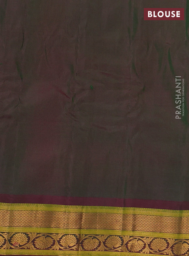 Gadwal silk cotton saree dual shade of teal greenish blue and dual shade of pink with allover zari woven paisley buttas and zari woven border