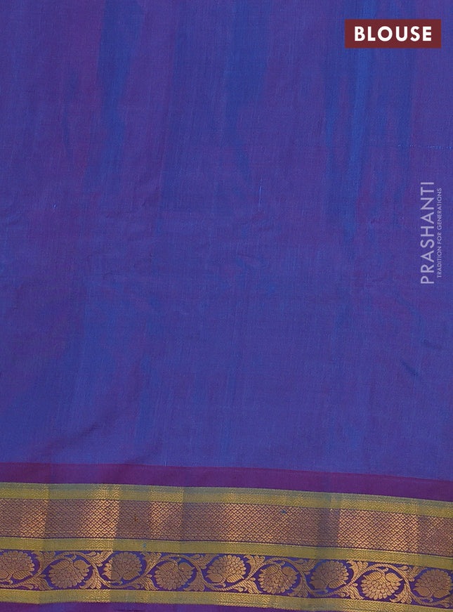 Gadwal silk cotton saree cs blue and purple with allover zari woven paisley buttas and zari woven border