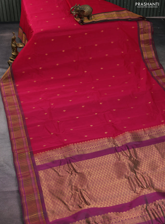 Gadwal silk cotton saree pink and dual shade of green with zari woven buttas and zari woven border