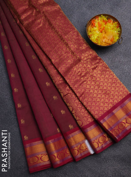 Gadwal silk cotton saree dual shade of magenta pinkish green and dark pink with allover zari woven paisley buttas and zari woven border