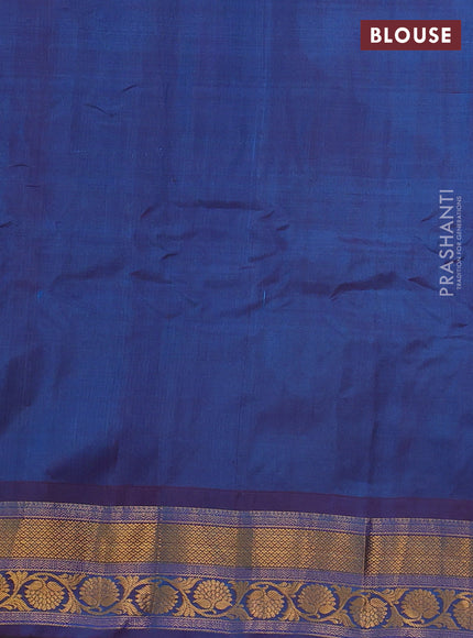 Gadwal silk cotton saree cs blue with allover zari woven paisley buttas and zari woven border