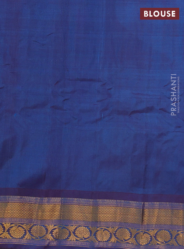 Gadwal silk cotton saree cs blue with allover zari woven paisley buttas and zari woven border