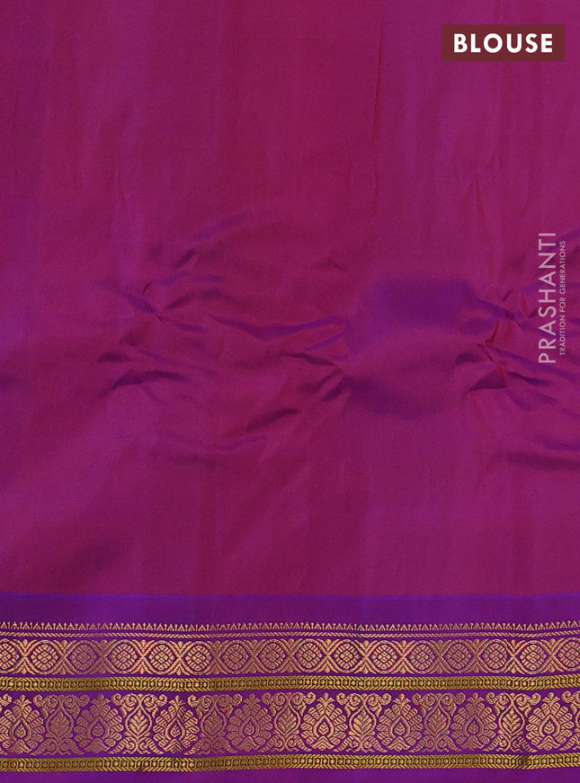 Gadwal silk cotton saree red and purple with zari wovenf loral buttas and zari woven border
