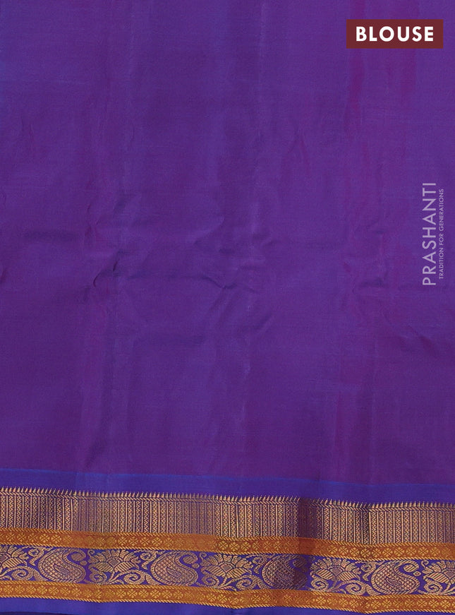 Gadwal silk cotton saree dark magenta pink and dual shade of blue with zari woven buttas and zari woven border