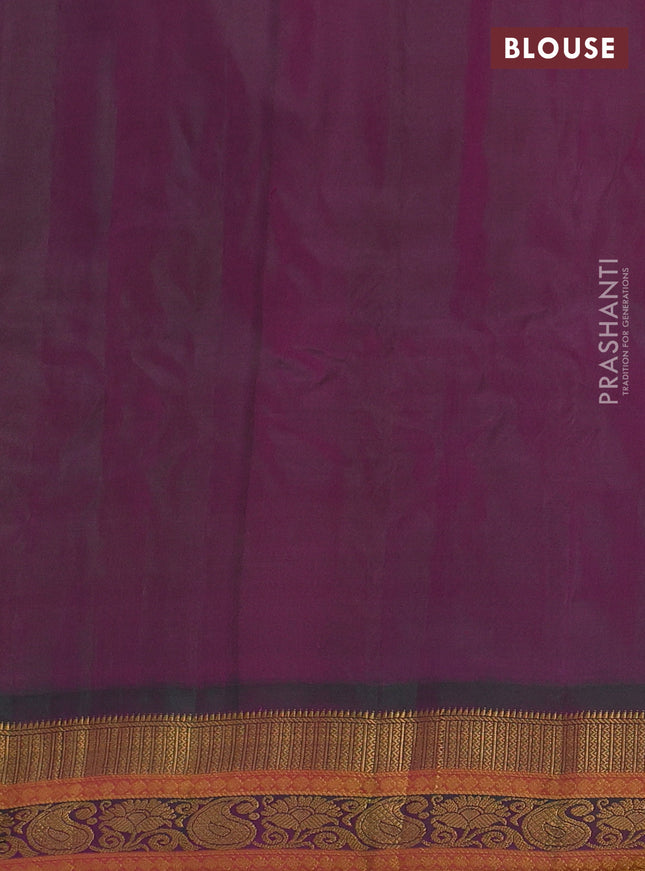 Gadwal silk cotton saree magenta pink and dual shade of green with allover zari woven buttas and zari woven border