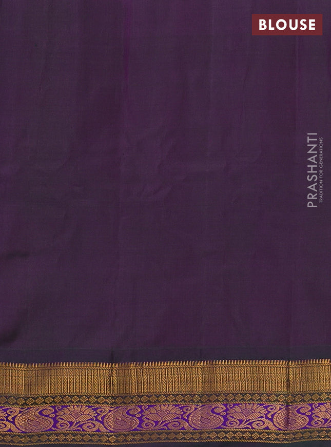 Gadwal silk cotton saree purple and dual shade of green with zari woven buttas and zari woven border