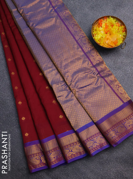 Gadwal silk cotton saree maroon and dual shade of blue with zari woven buttas and zari woven border
