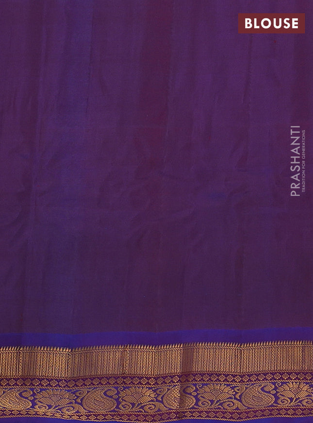 Gadwal silk cotton saree maroon and dual shade of blue with zari woven buttas and zari woven border