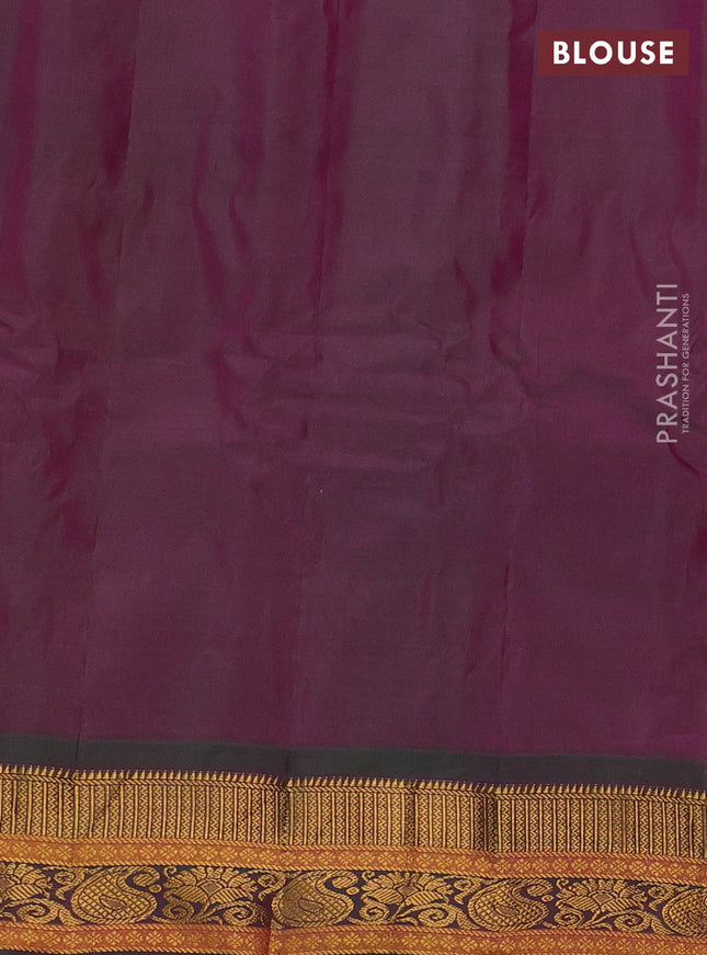 Gadwal silk cotton saree magenta pink and dual shade of green with zari woven buttas and zari woven border
