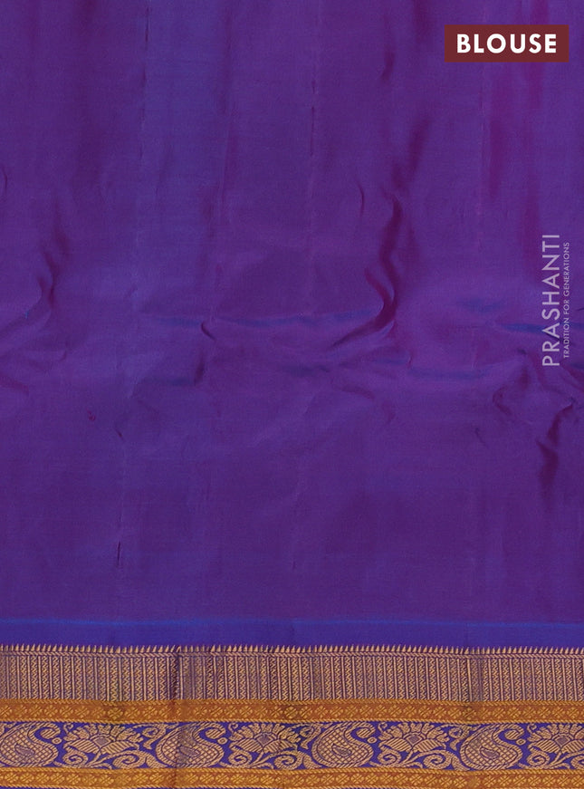 Gadwal silk cotton saree dark magenta pink and dual shade of blue with zari woven buttas and zari woven border