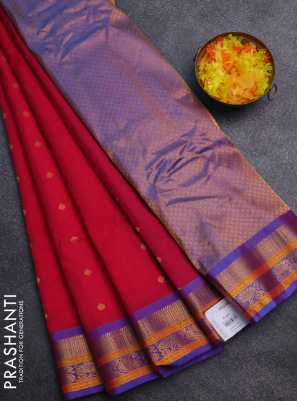Gadwal silk cotton saree pink and dual shade of blue with zari woven buttas and zari woven border