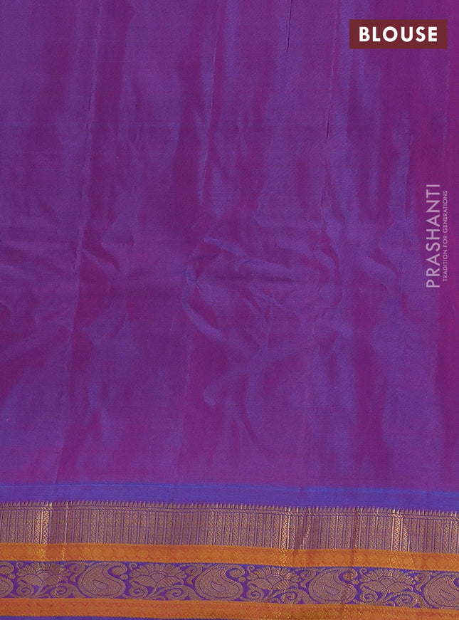 Gadwal silk cotton saree pink and dual shade of blue with zari woven buttas and zari woven border