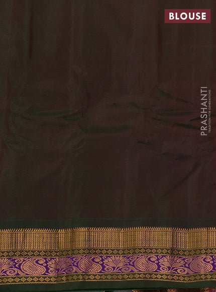 Gadwal silk cotton saree dark magenta pink and dual shade of green with zari woven buttas and zari woven border