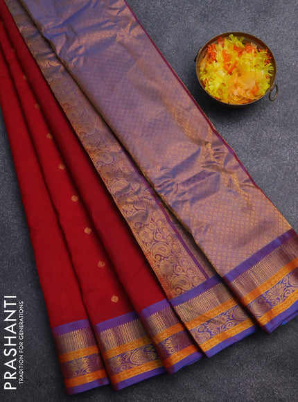 Gadwal silk cotton saree maroon and dual shade of blue with zari woven buttas and zari woven border
