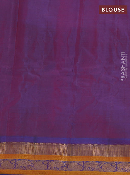 Gadwal silk cotton saree maroon and dual shade of blue with zari woven buttas and zari woven border