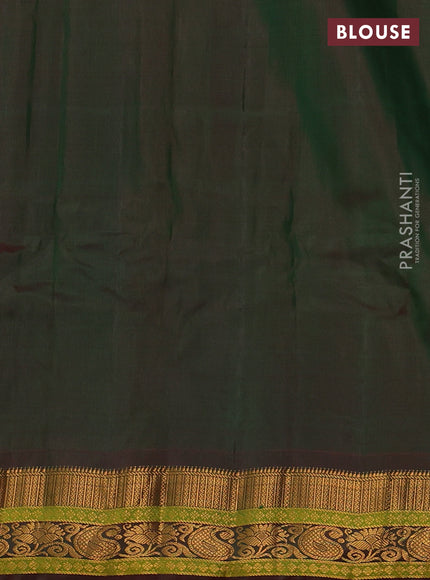 Gadwal silk cotton saree green and dual shade of maroon with zari woven buttas and zari woven border