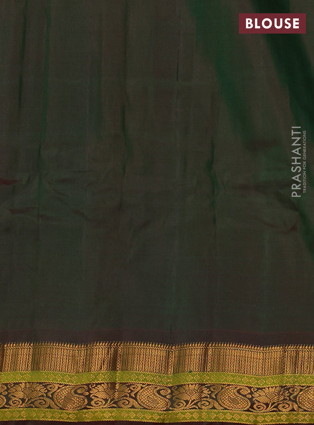 Gadwal silk cotton saree green and dual shade of maroon with zari woven buttas and zari woven border