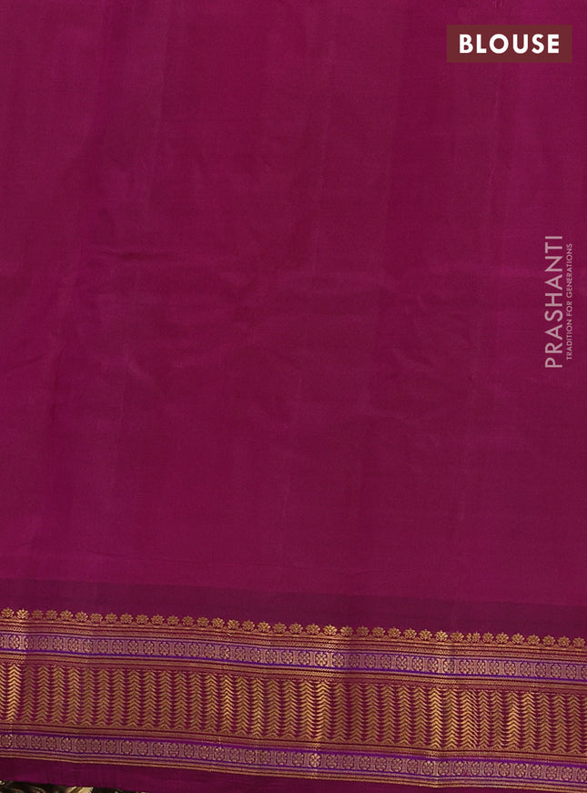 Gadwal silk cotton saree purple with zari woven buttas and zari woven border