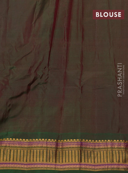 Gadwal silk cotton saree maroon and green with zari woven buttas and zari woven border