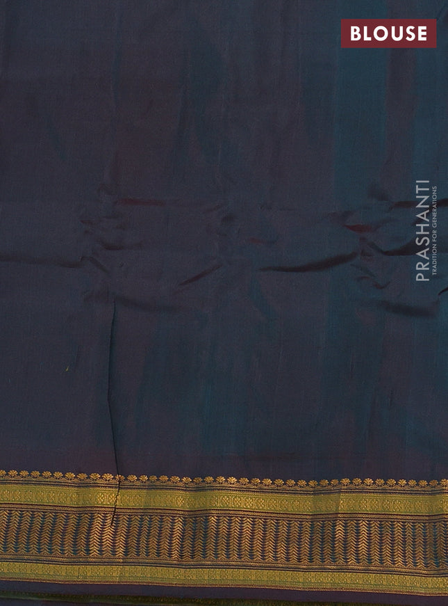 Gadwal silk cotton saree teal green with zari woven buttas and zari woven border