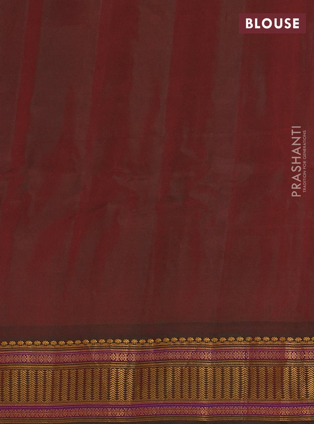 Gadwal silk cotton saree red and dual shade of green with zari woven buttas and zari woven border