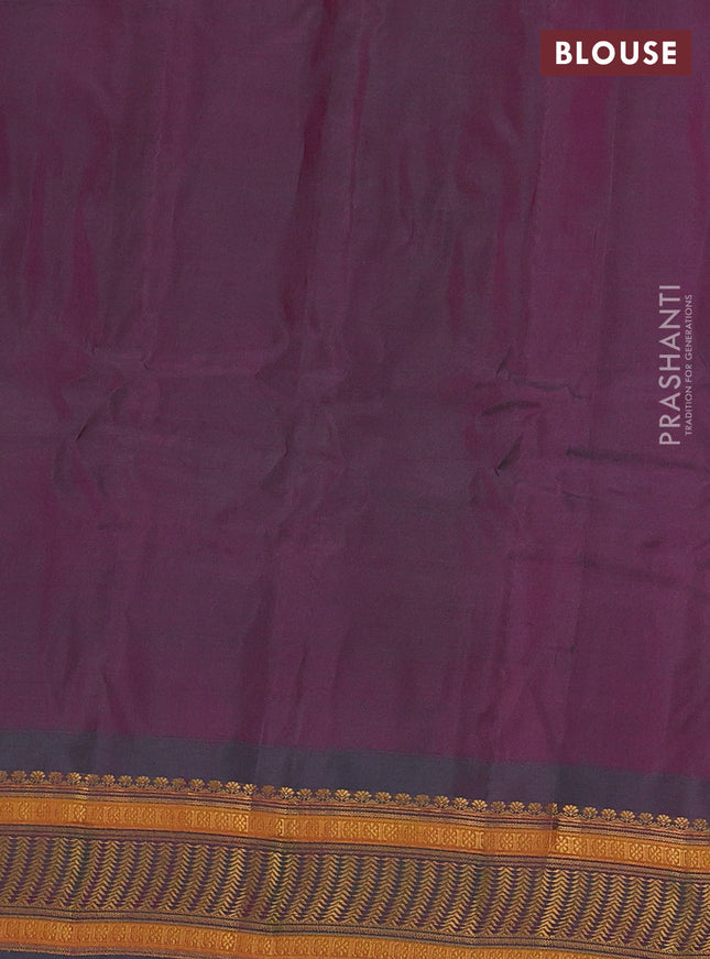Gadwal silk cotton saree magenta pink and dual shade of green with zari woven buttas and zari woven border