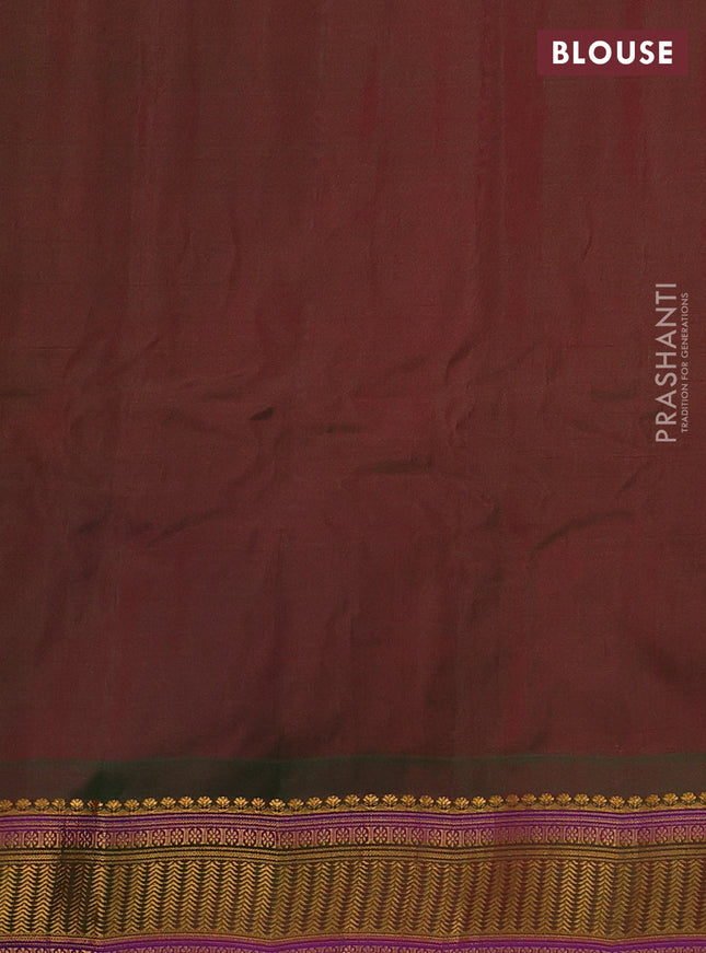 Gadwal silk cotton saree maroon and dual shade of green with zari woven buttas and zari woven border