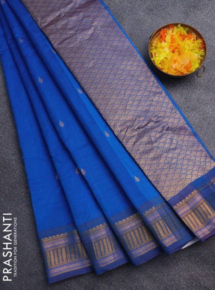 Gadwal silk cotton saree blue and dual shade of maroon with zari woven buttas and zari woven border