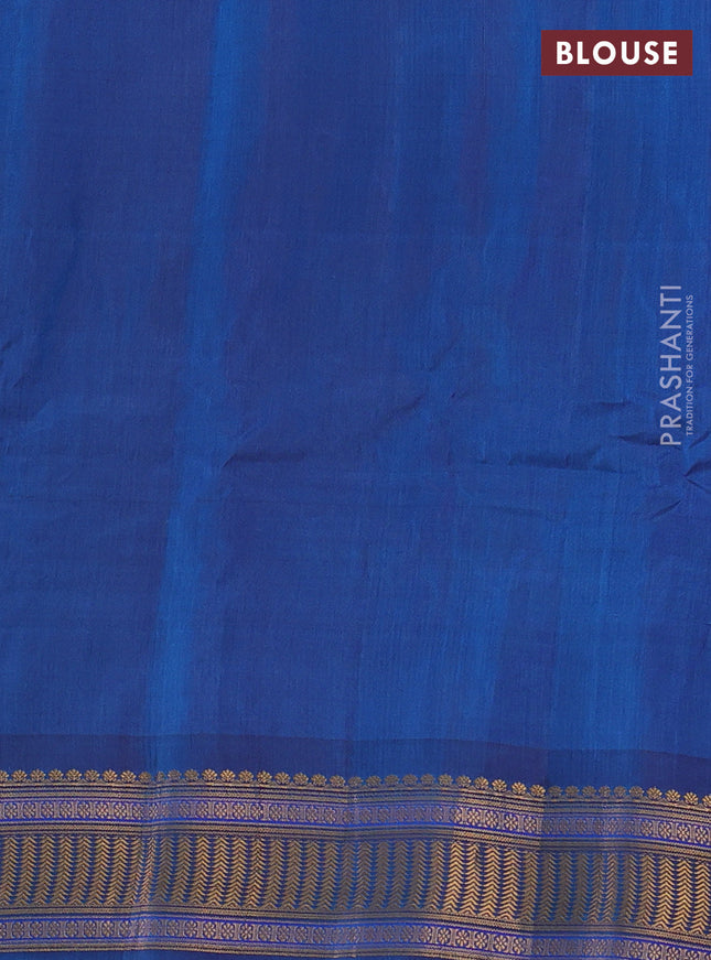 Gadwal silk cotton saree blue and dual shade of maroon with zari woven buttas and zari woven border