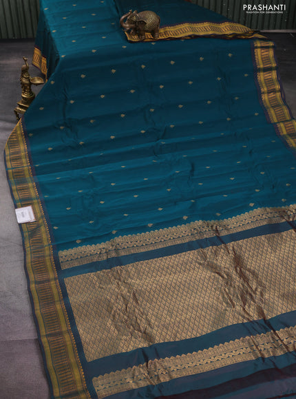 Gadwal silk cotton saree peacock green and dual shade of maroon with zari woven buttas and zari woven border