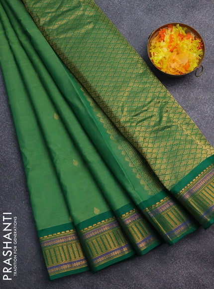 Gadwal silk cotton saree dual shade of green and green with zari woven buttas and zari woven border