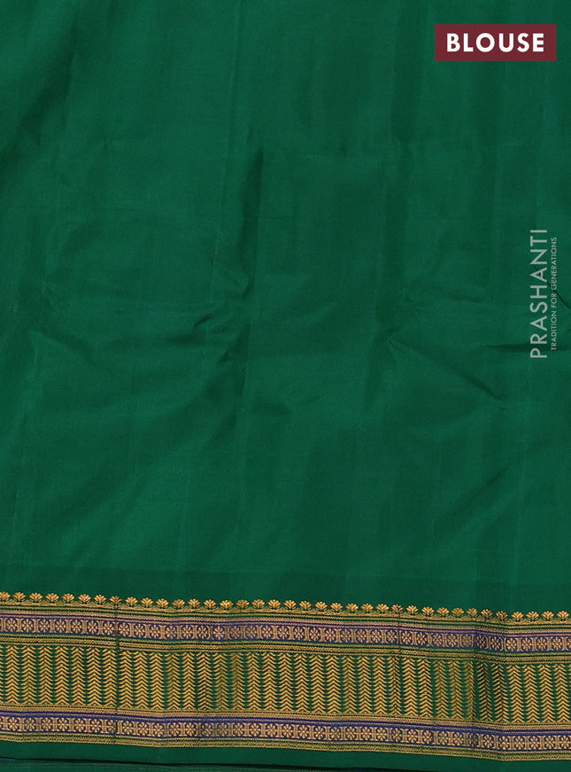 Gadwal silk cotton saree dual shade of green and green with zari woven buttas and zari woven border