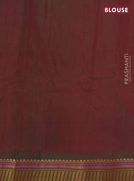 Gadwal silk cotton saree maroon and dual shade of green with zari woven buttas and zari woven border