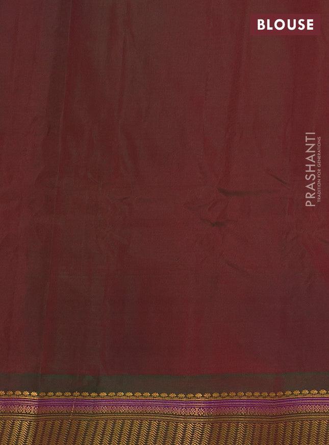 Gadwal silk cotton saree maroon and dual shade of green with zari woven buttas and zari woven border