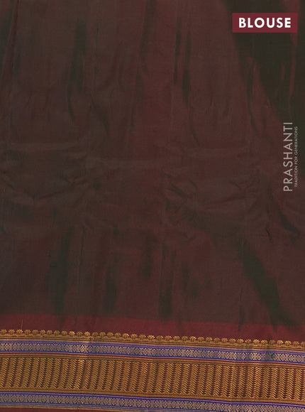 Gadwal silk cotton saree dual shade of teal greenish blue and dual shade of maroon with zari woven buttas and zari woven border